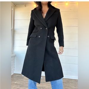 Fairbrooke Saks Fifth Ave vintage full length wool coat size 0 / XS, navy blue